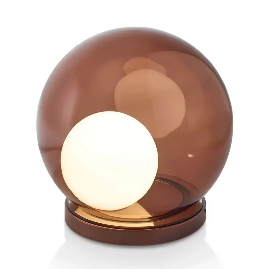 Exceptional Sicis Rigel table lamp with luminous blown glass spheres and glossy bronzed metal structure