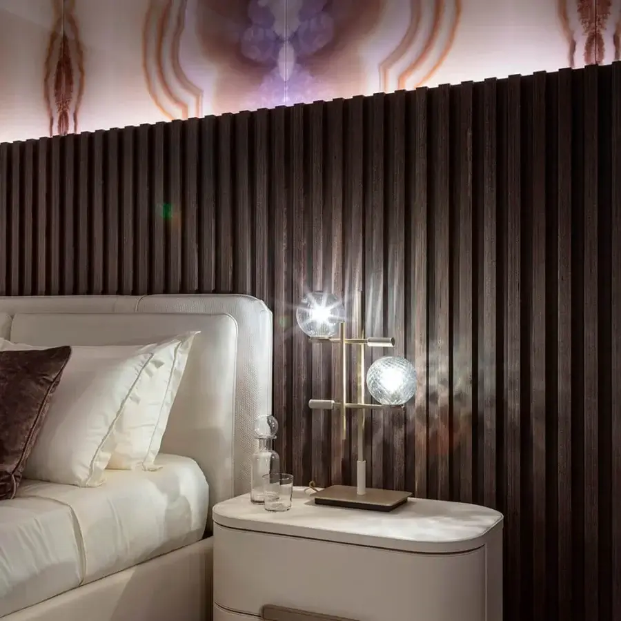 Captivating Sicis Tris Murano table lamp with a champagne metal structure and geometric Murano glass spheres