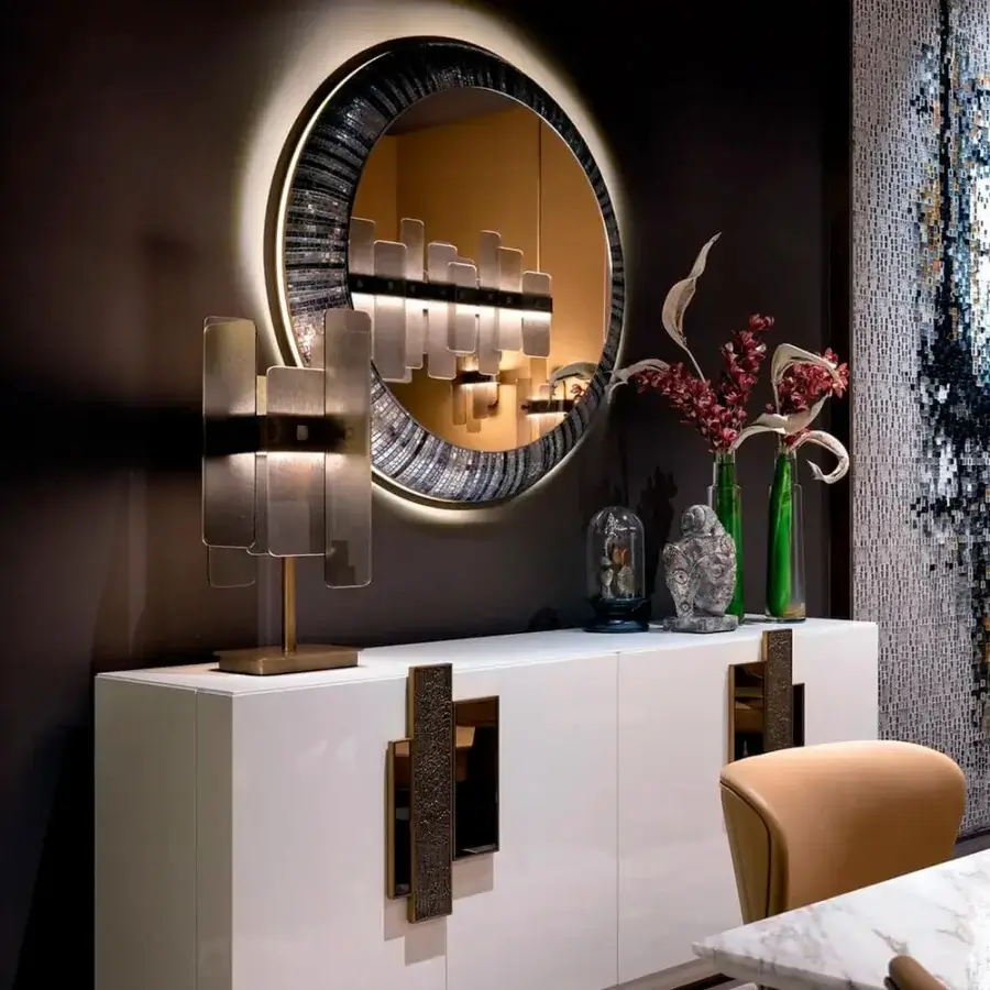 Distinctive Sicis Oscar table lamp with gracefully contoured form and layered frosted decorative glass in antique bronze finish