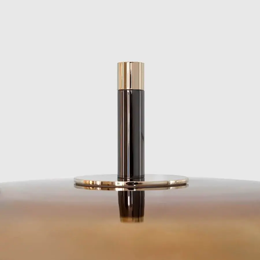 Exclusive Sicis Amaretto floor lamp with a sleek metal structure, exquisite blown glass, lustrous shiny black nickel and champagne accents