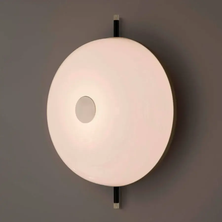 Distinguished Sicis Amaretto wall lamp crafted in metal with delicate blown glass and polished champagne finish