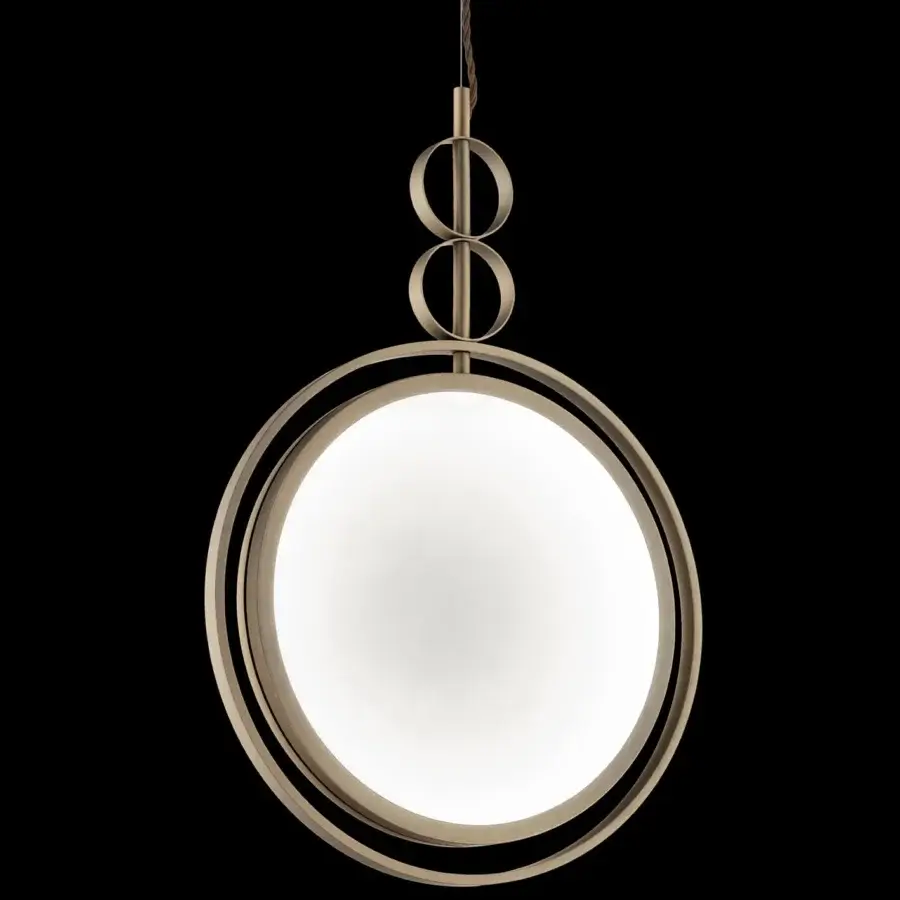 Superior Euroluce Girasole suspension lamp crafted in Italy with a bright white central sphere and golden-bronze metallic finish