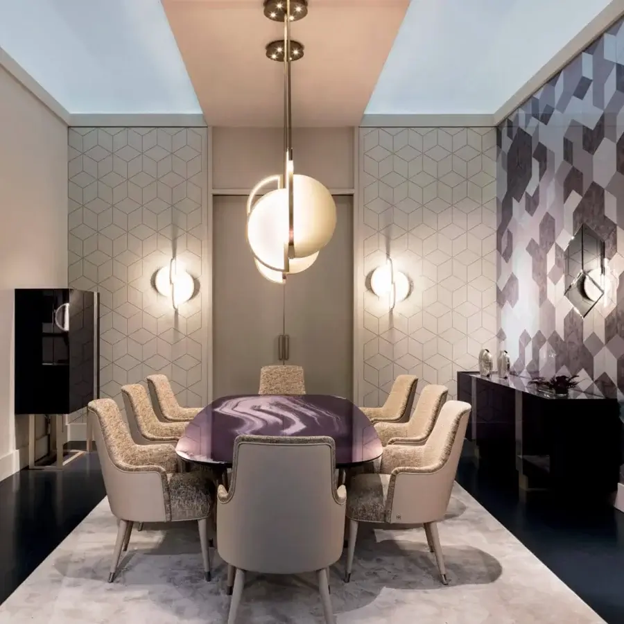 Superior Sicis Venus wall lamp with a polished brushed nickel frame and luminous backlit Vetrite glass semi-spheres