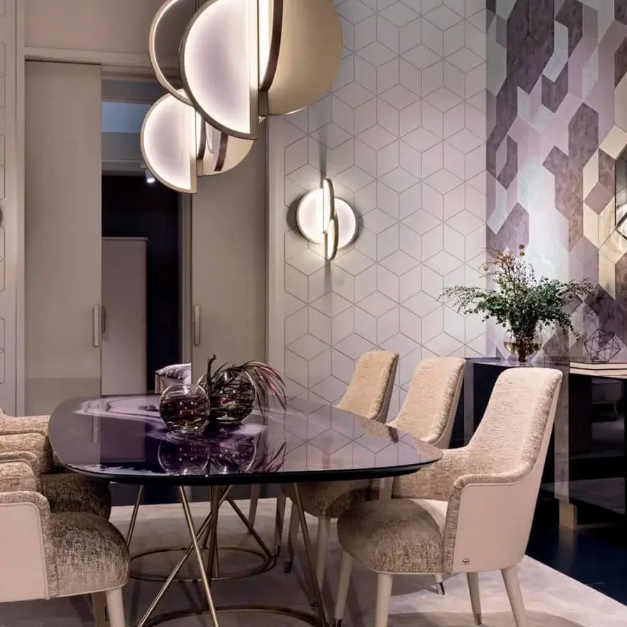 Distinguished Sicis Venus wall lamp with refined brass and luminous backlit Vetrite glass inserts in a bright gold finish