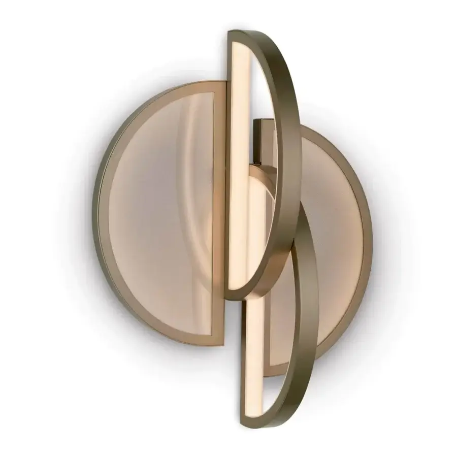 Superior Sicis Venus wall lamp crafted in brass with luminous backlit Vetrite glass and satin finish