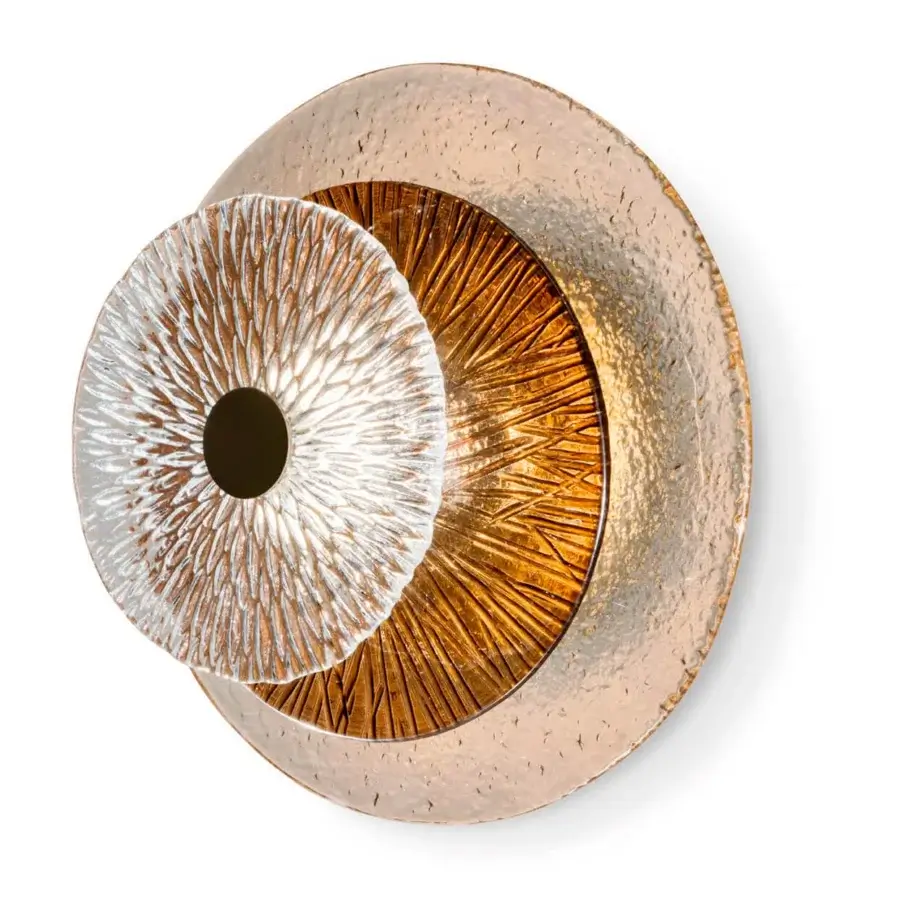 Elegant Sicis Andromeda wall lamp crafted in brass with bronzed glass discs and champagne finish