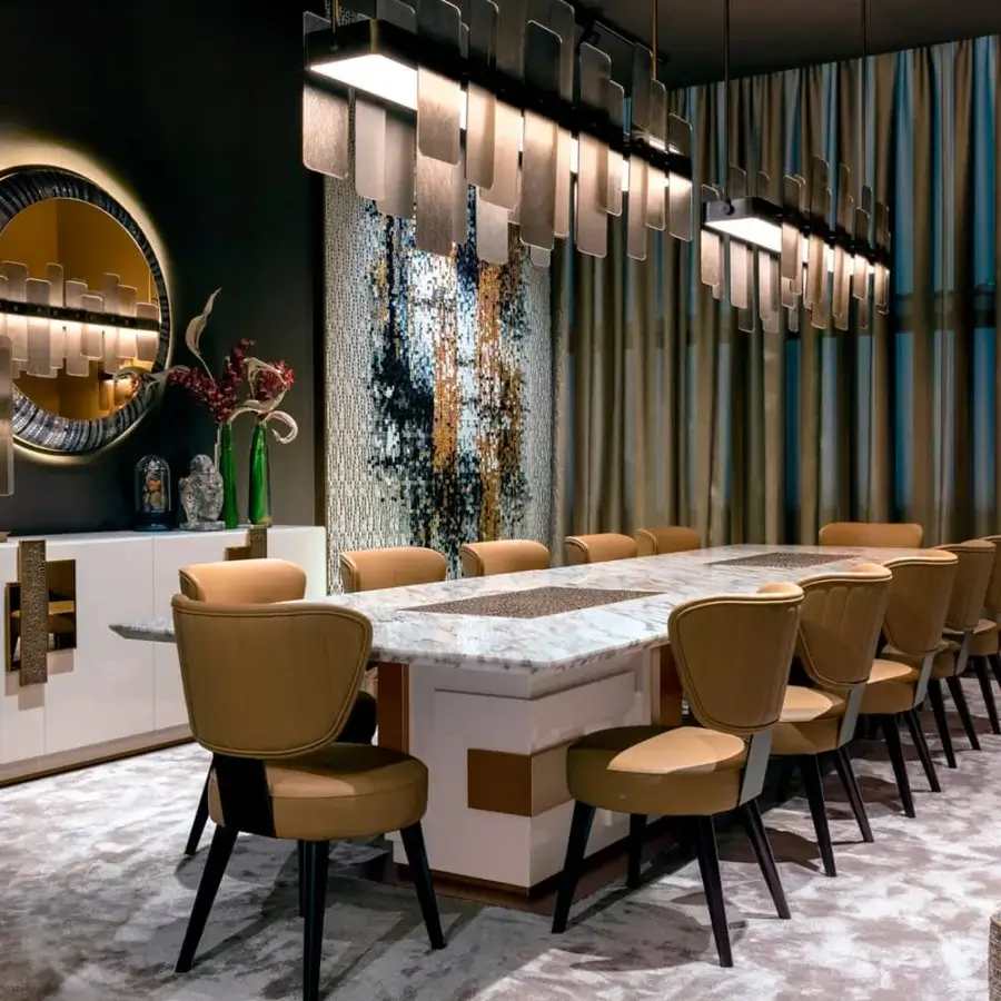 Elegant Sicis Oscar Chandelier lamp with a solid brass frame and vertically oriented frosted glass elements in antique bronze finish