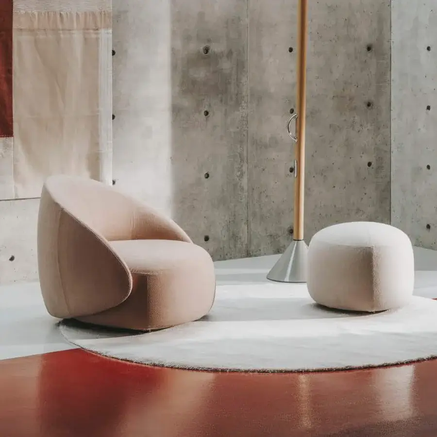 Sophisticated Lapalma Kipu Club lounge chair with ergonomic backrest upholstered in warm beige textile fabric