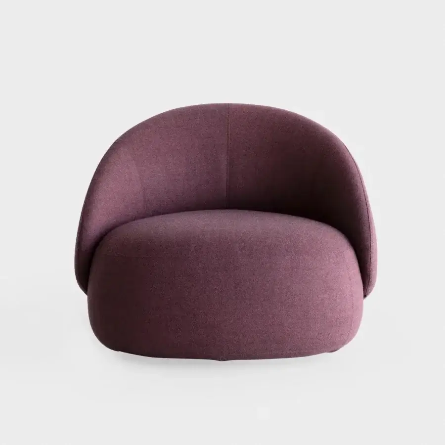 Distinguished Lapalma Kipu Club lounge chair with ergonomic backrest upholstered in textured plum textile, built for relaxing comfort