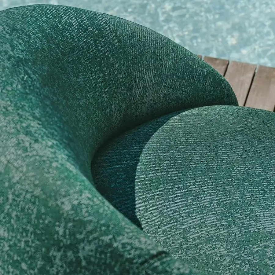 Exceptional Lapalma Kipu Club lounge chair with textured outdoor fabric upholstery and ergonomic backrest crafted in Italy
