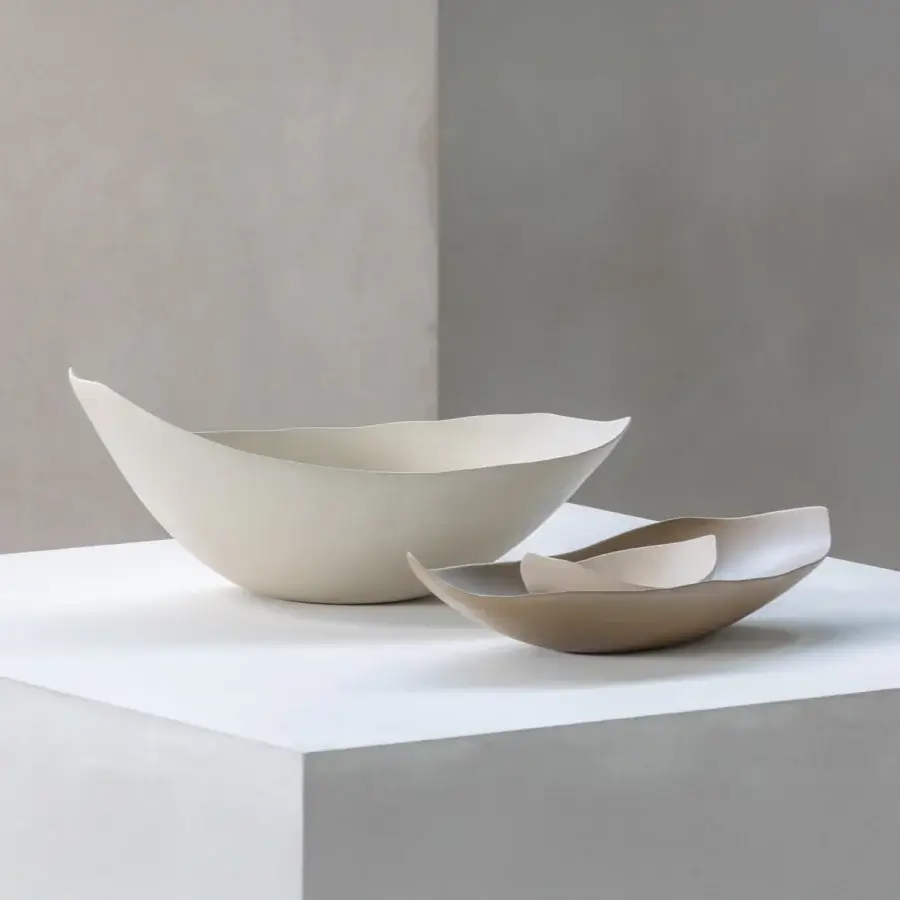 Sophisticated Rina Menardi Barchette centerpiece built in baked clay with a matte finish and organic curved forms