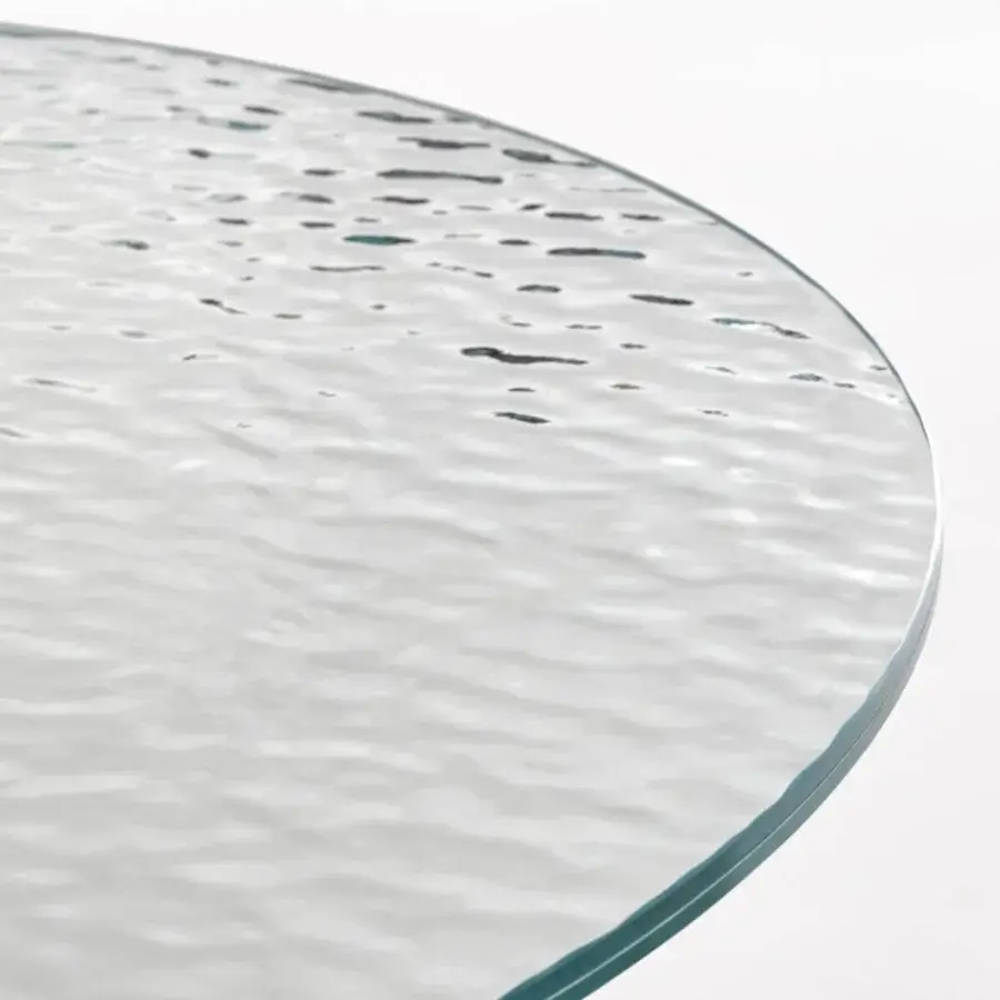 Superior Glas Italia Contro Peso table with layered glass top and mirror-polished stainless-steel base crafted in Italy
