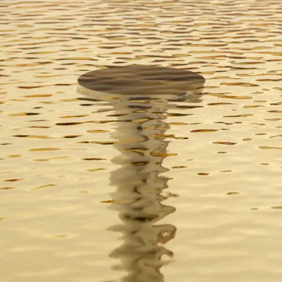 Innovative Glas Italia Contro Peso table with wavy layered glass top and polished stainless-steel conical crystal base