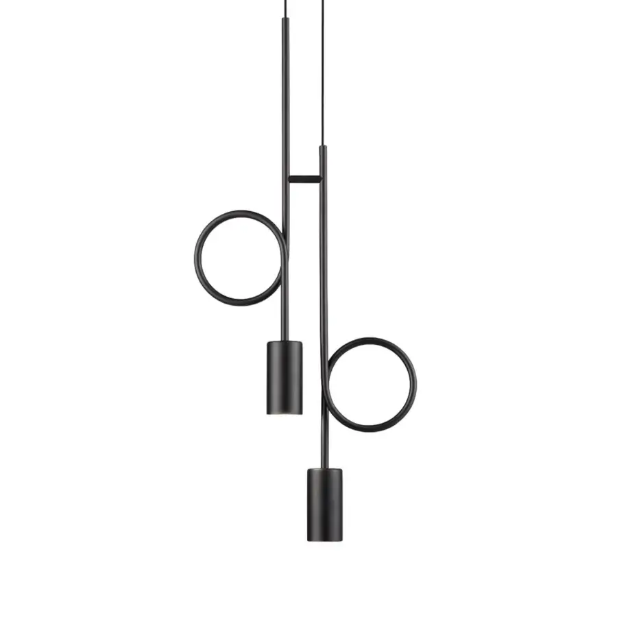 Superior Euroluce Dopamine suspension lamp crafted in metal with matte black finish and geometric silhouette