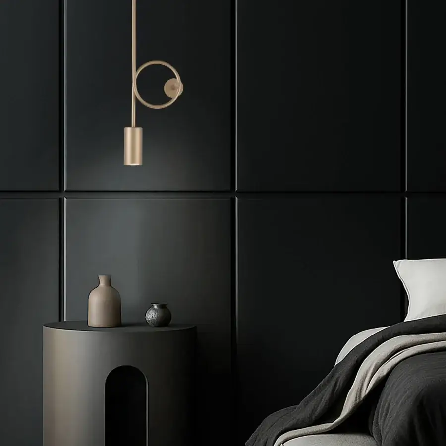 Distinguished Euroluce Dopamine wall lamp crafted in metal with satin gold finish and subtle bronze accents