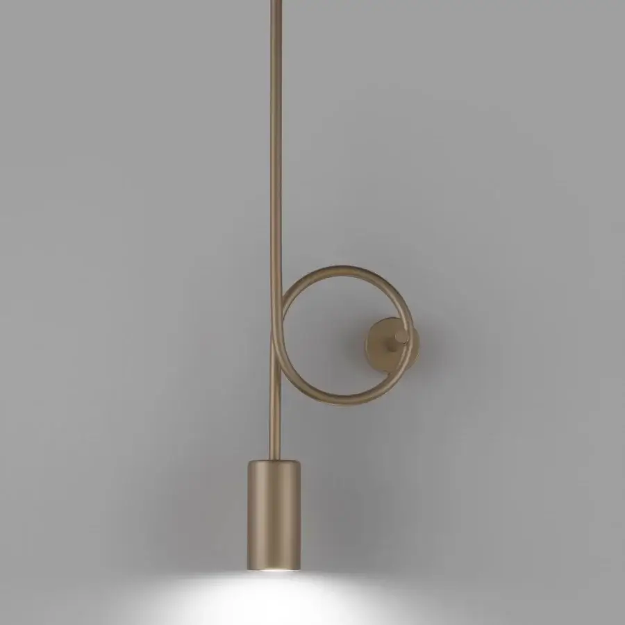 Exceptional Euroluce Dopamine wall lamp crafted in metal with a satin muted gold tone and focused illumination