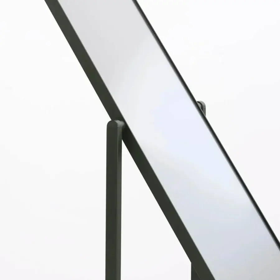 Elegant Glas Italia Contro Peso mirror with a matte RAL 6006 painted steel frame and cast glass base exhibiting a meticulous mirror finish