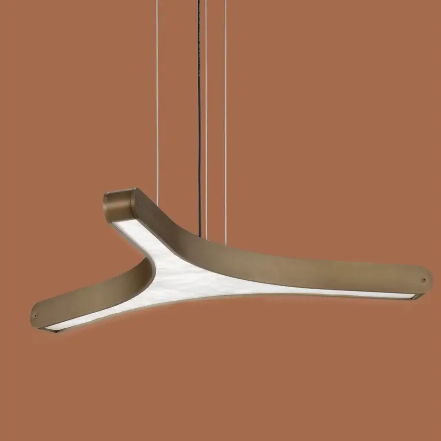 Exceptional Euroluce Pegaso suspension lamp crafted in textured metal with a warm bronze-toned satin finish and translucent white diffuser
