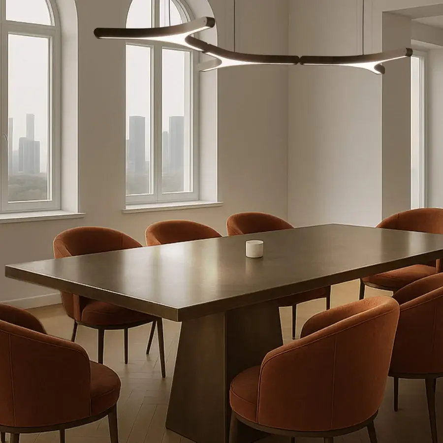 Distinguished Euroluce Pegaso suspension lamp crafted in matte black with interconnected rectangular elements delivering a minimalist aesthetic