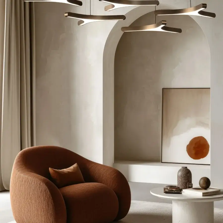 Exceptional Euroluce Pegaso suspension lamp crafted in metal with a satin dark bronze finish and striking linear arrangement