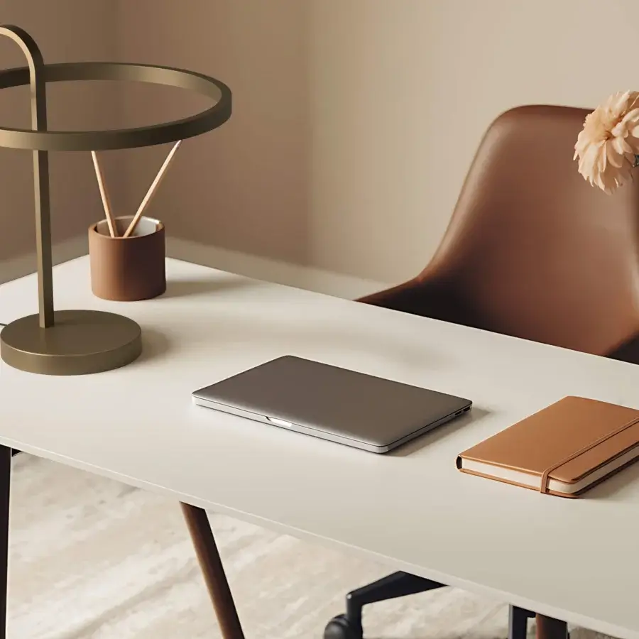Exclusive Euroluce Nido table lamp crafted in metal with a muted gold matte finish and dynamic white LED strip