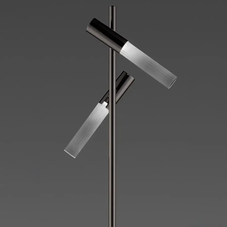 Distinguished Euroluce Linea floor lamp with balanced form crafted in metal and frosted glass with muted gray-black finish