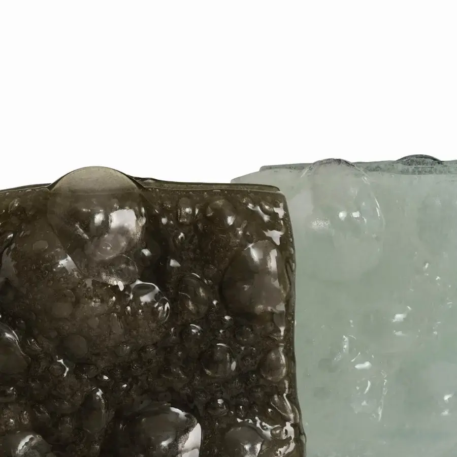 Exceptional Glas Italia Opalia vase crafted from fused glass with undulating textures and a warm bronze finish