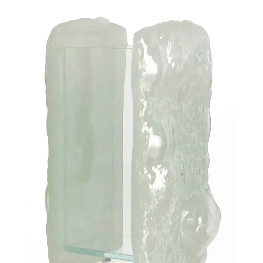 Superior Glas Italia Opalia vases handcrafted in Italy from fused glass with pale green hues and rich textures