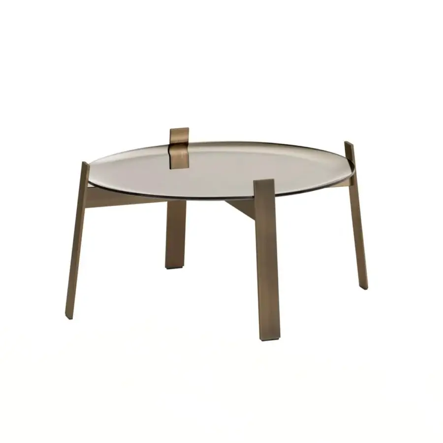 Superior Glas Italia 5 O'Clock coffee table with curved bronze glass tabletop and bronze-finished steel frame