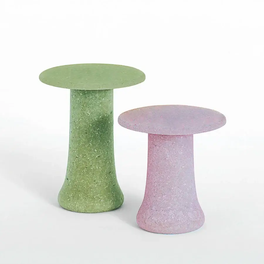 Exceptional Glas Italia Babar side table crafted in jade green recycled glass with speckled matte finish