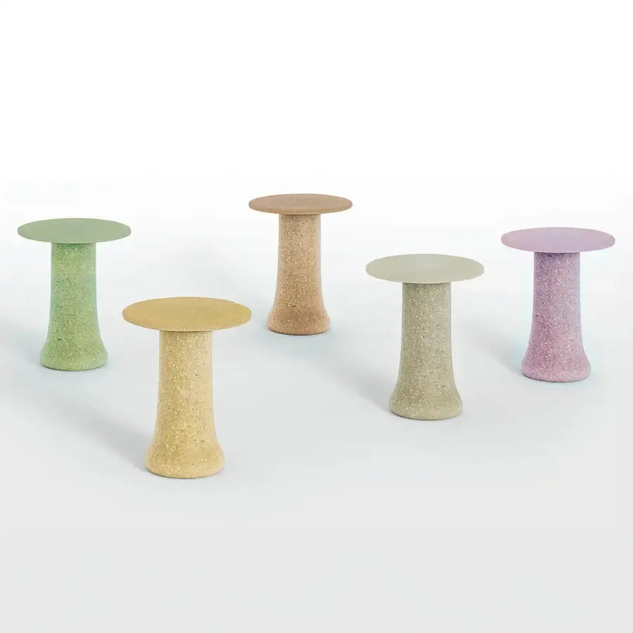 Distinguished Glas Italia Babar side table crafted in terracotta from recycled glass grit and hand-selected glass shards with subtle texture
