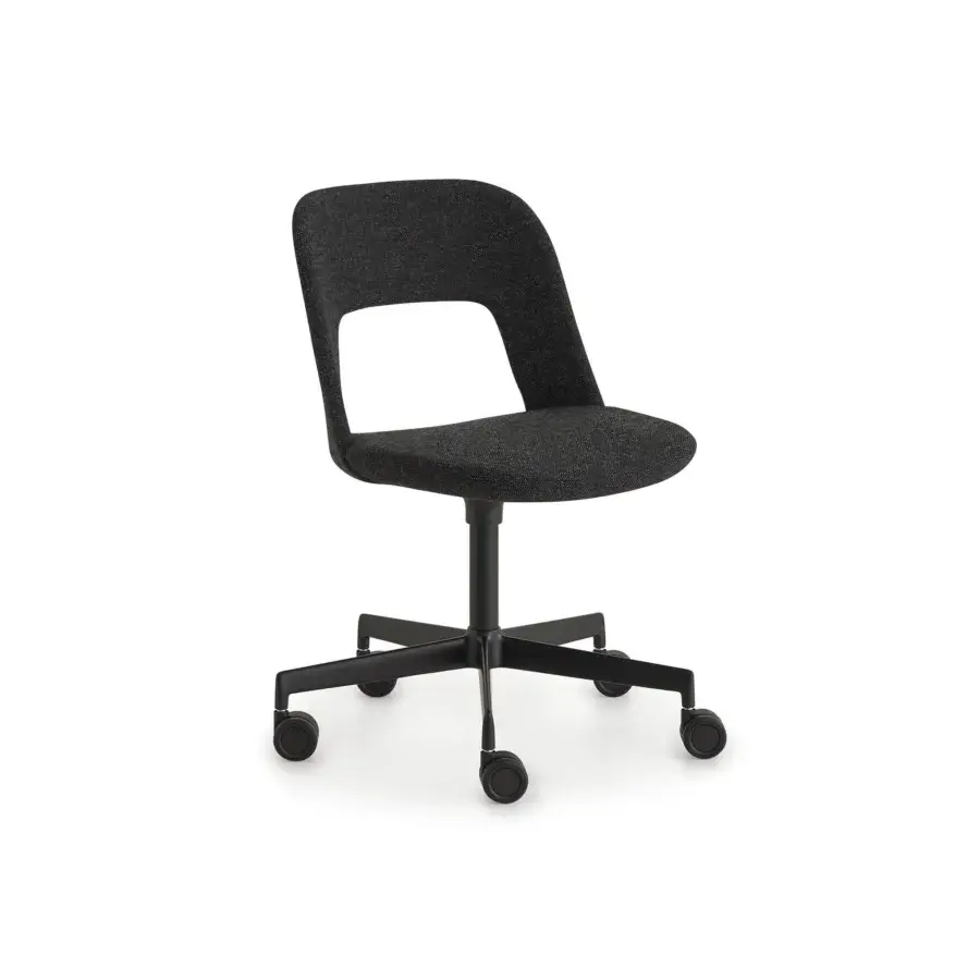 Superior Lapalma Arco office chair with dark gray fabric upholstery and sandblasted aluminum base