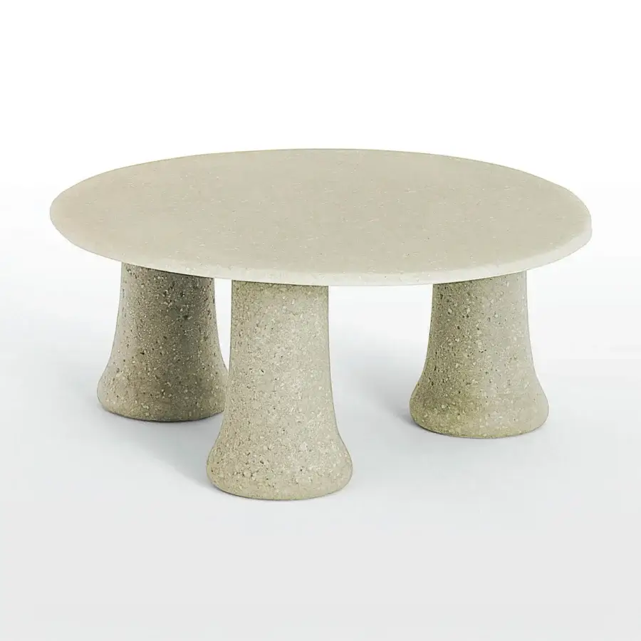 Distinguished Glas Italia Babar coffee table crafted in pale beige conglomerate with recycled glass grit and a subtly mottled matte finish