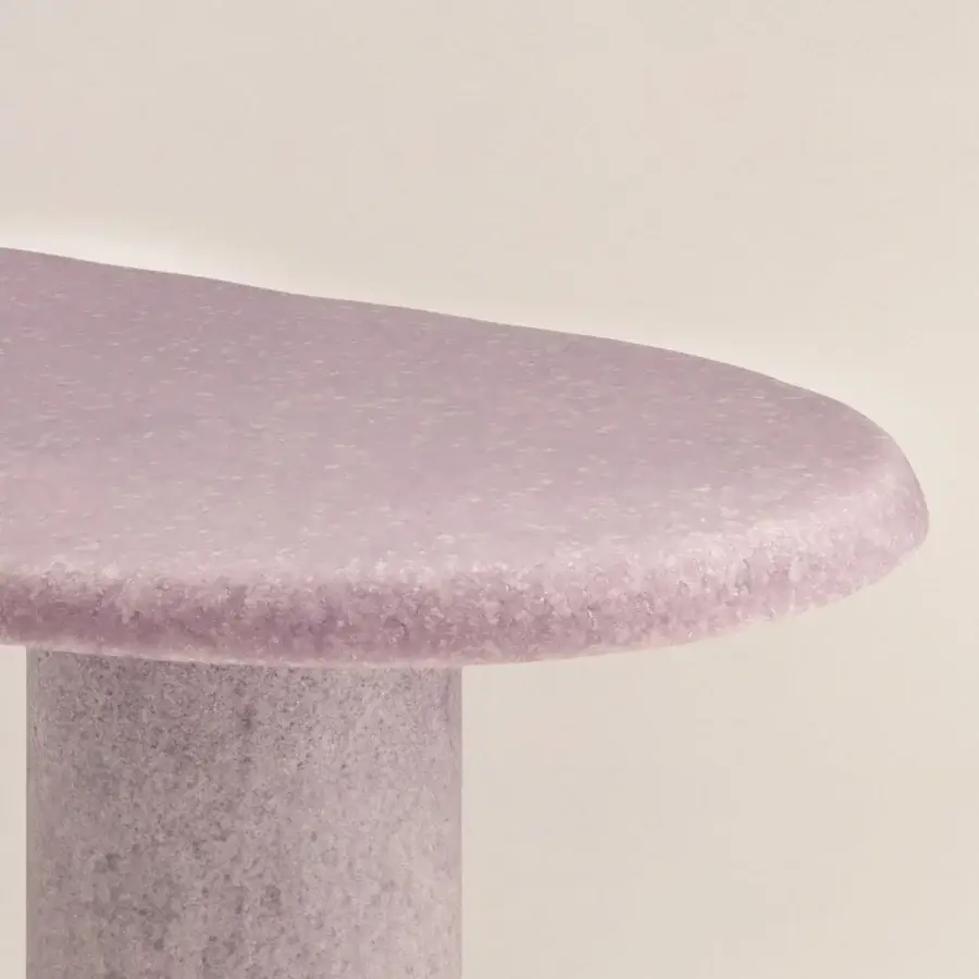 Exceptional Glas Italia Babar console crafted in lavender from recycled glass grit and plant-based polymers with a textured matte finish