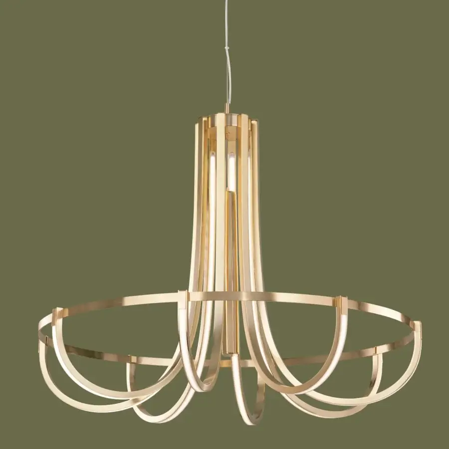 Superior Euroluce Parachute Suspension Lamp crafted in golden-toned metal with a smooth satin finish creating diffused illumination