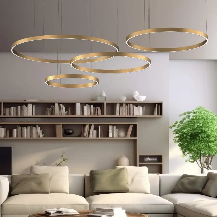 Superior Euroluce Profile suspension lamp with concentric rings crafted in metal and satin finish providing layered illumination