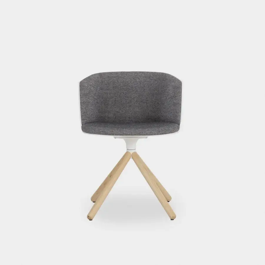 Distinguished Lapalma Cut armchair with heathered gray woven textile upholstery and satin light-colored wood legs