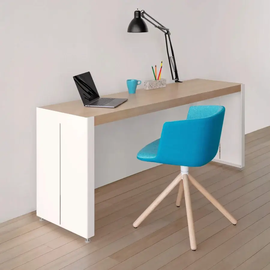 Distinguished Lapalma Cut armchair with molded Baydur structure, vibrant blue textile upholstery and charming wood legs
