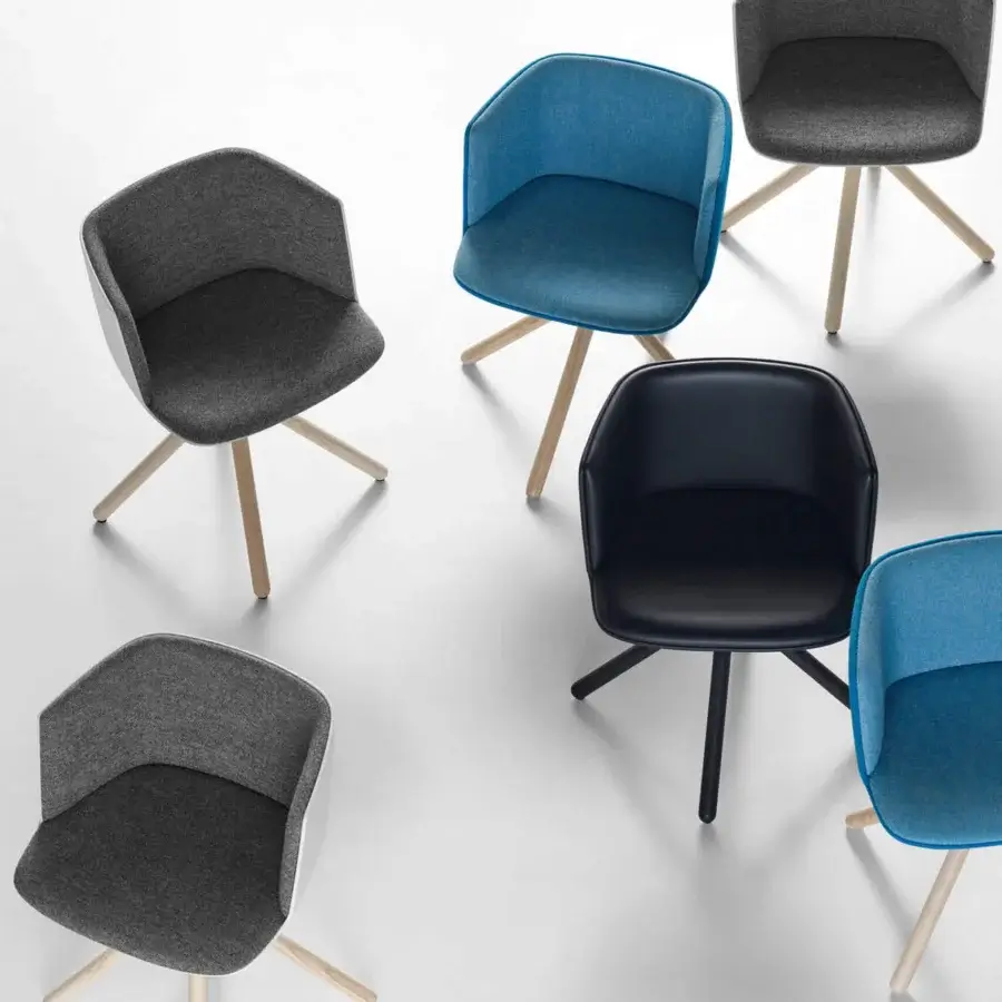Superior Lapalma Cut armchair with gray textile upholstery and sturdy Baydur structure built with wood legs and matte finish