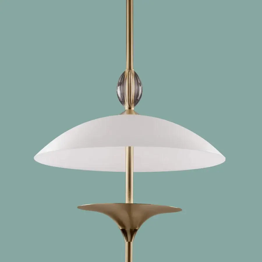 Captivating Euroluce Sama suspension lamp crafted from brass with a satin finish and translucent shade