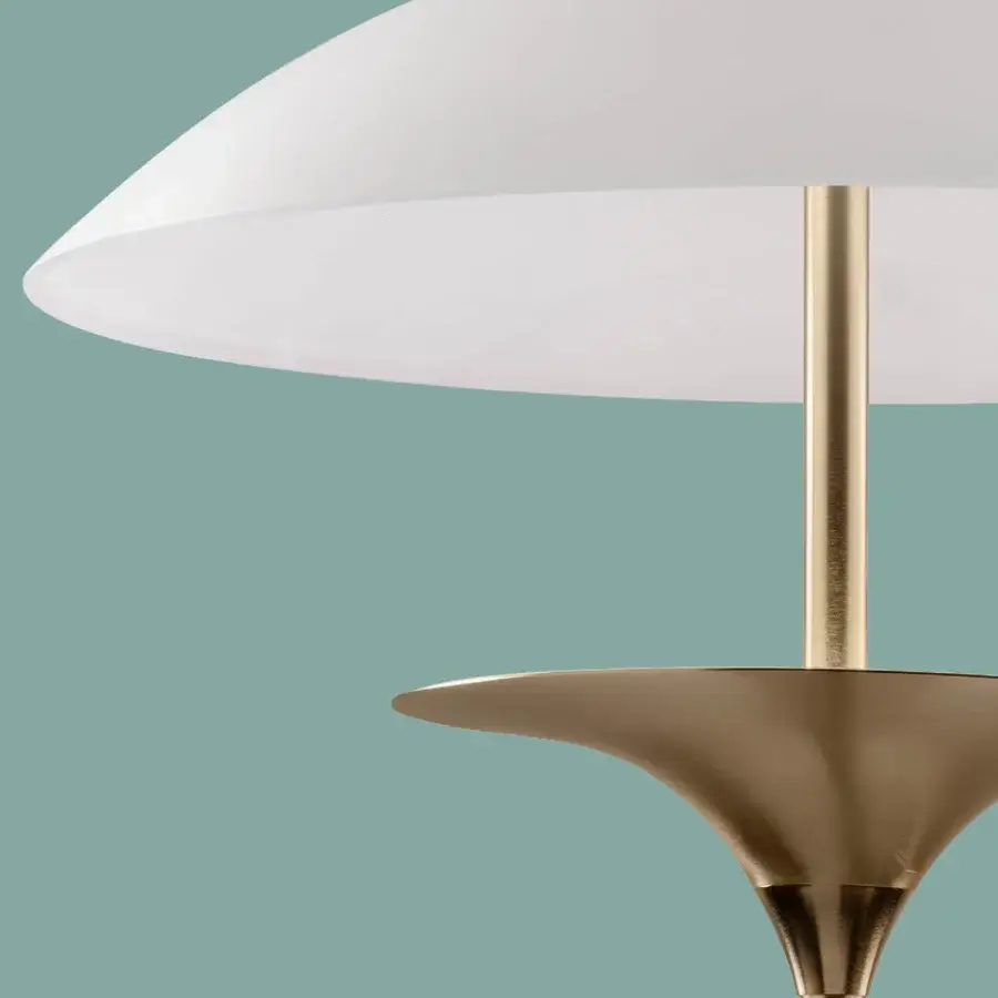 Distinguished Euroluce Sama suspension lamp crafted in metal with a polished golden finish and opaque shades