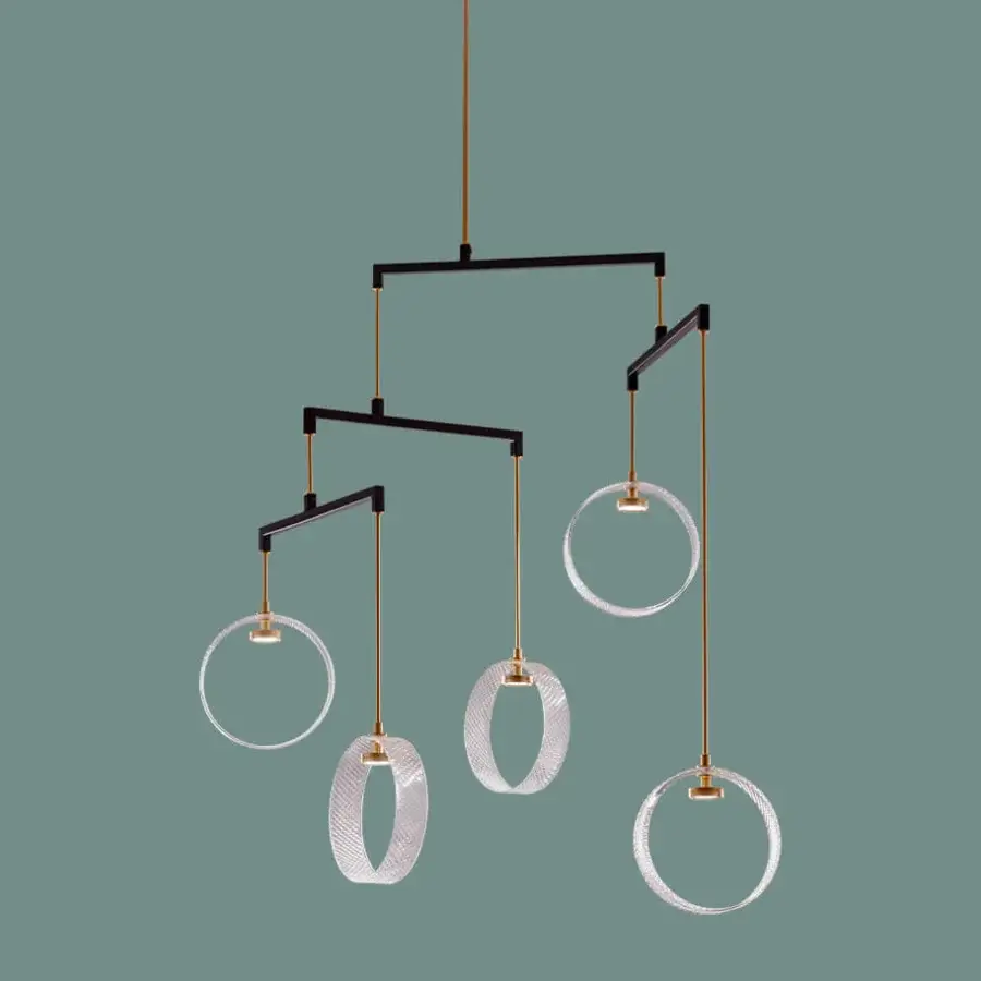 Superior Euroluce Sospeso suspension lamp crafted in metal with a matte black finish and warm brass-toned connectors for a minimalist design