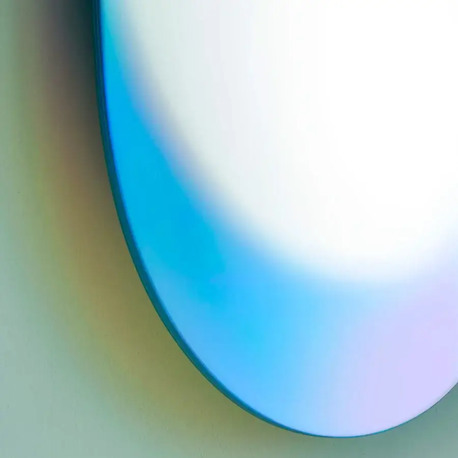 Exclusive Glas Italia Shimmer mirror crafted from extralight glass with degrading shaded silvering and iridescent multichromatic finish