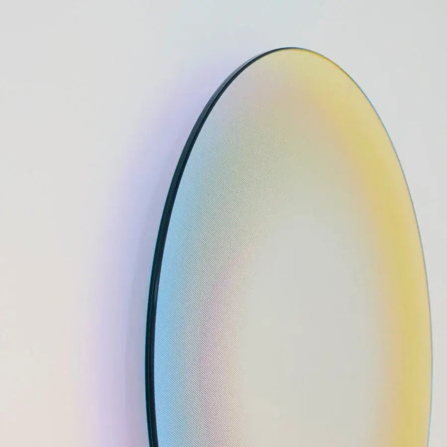 Distinguished Glas Italia Shimmer mirror crafted from extralight glass with degrading silvering and iridescent multichromatic finish