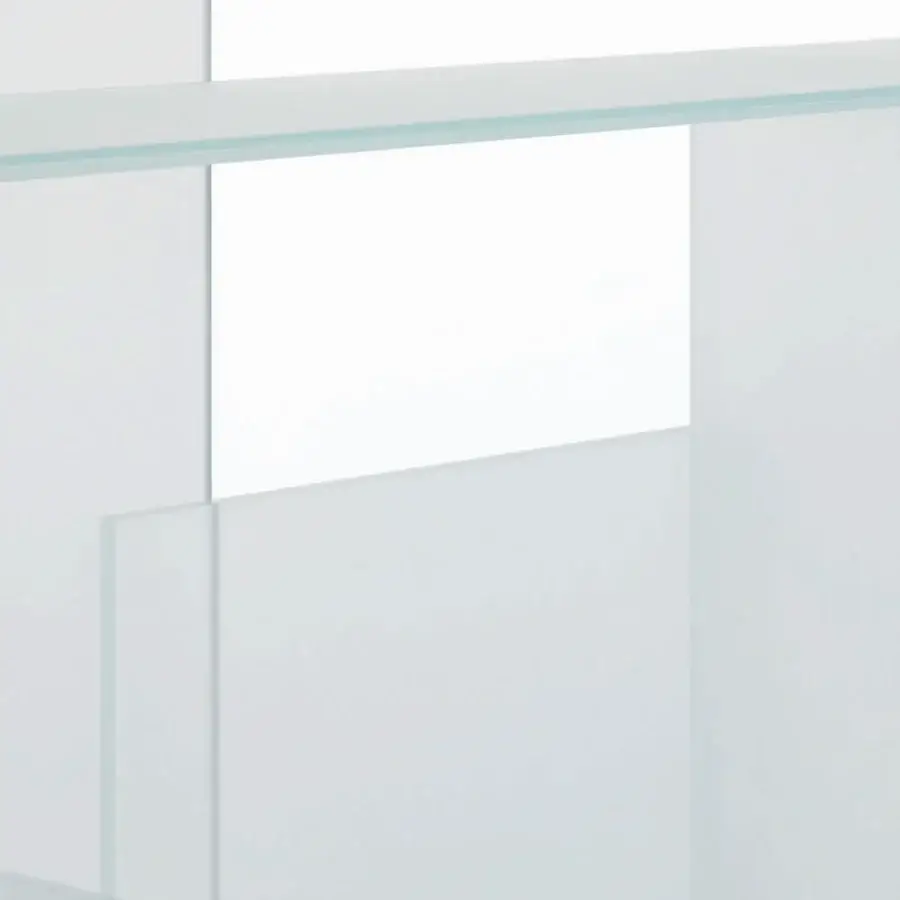 Superior Glas Italia Kazimir console crafted from 10mm tempered glass with double-sided acid-etched surfaces
