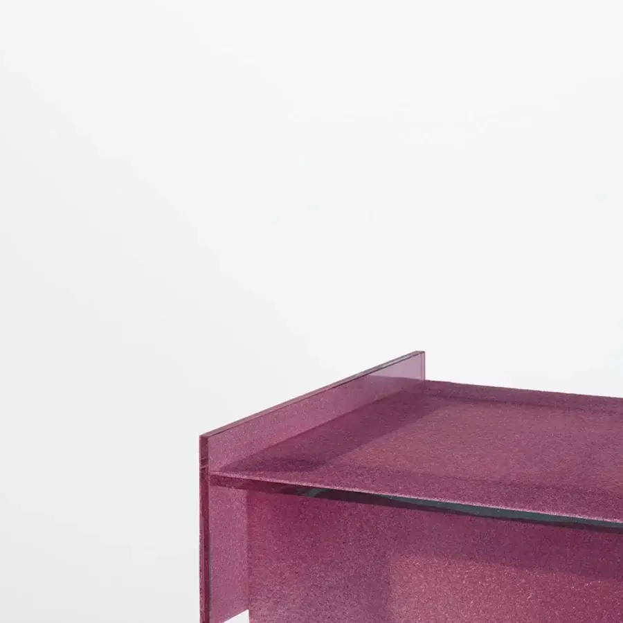 Distinguished Glas Italia Simoon side & coffee table crafted in magenta ground polished extralight glass with Murano coating