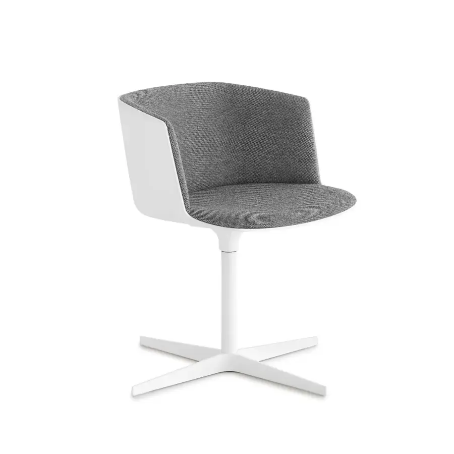 Sophisticated Lapalma Cut armchair upholstered in dark charcoal textured textile with a sleek matte white frame