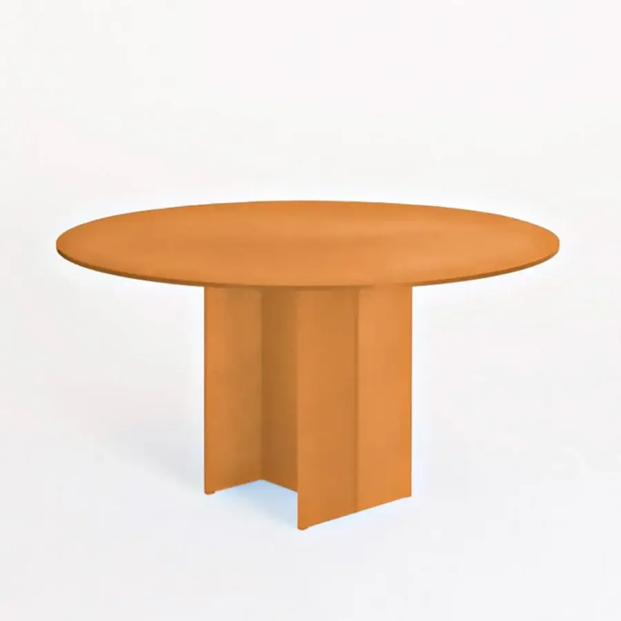 Distinguished Glas Italia Simoon table crafted with ground polished extralight glass and ground Murano glass in a muted orange tone with a matte finish