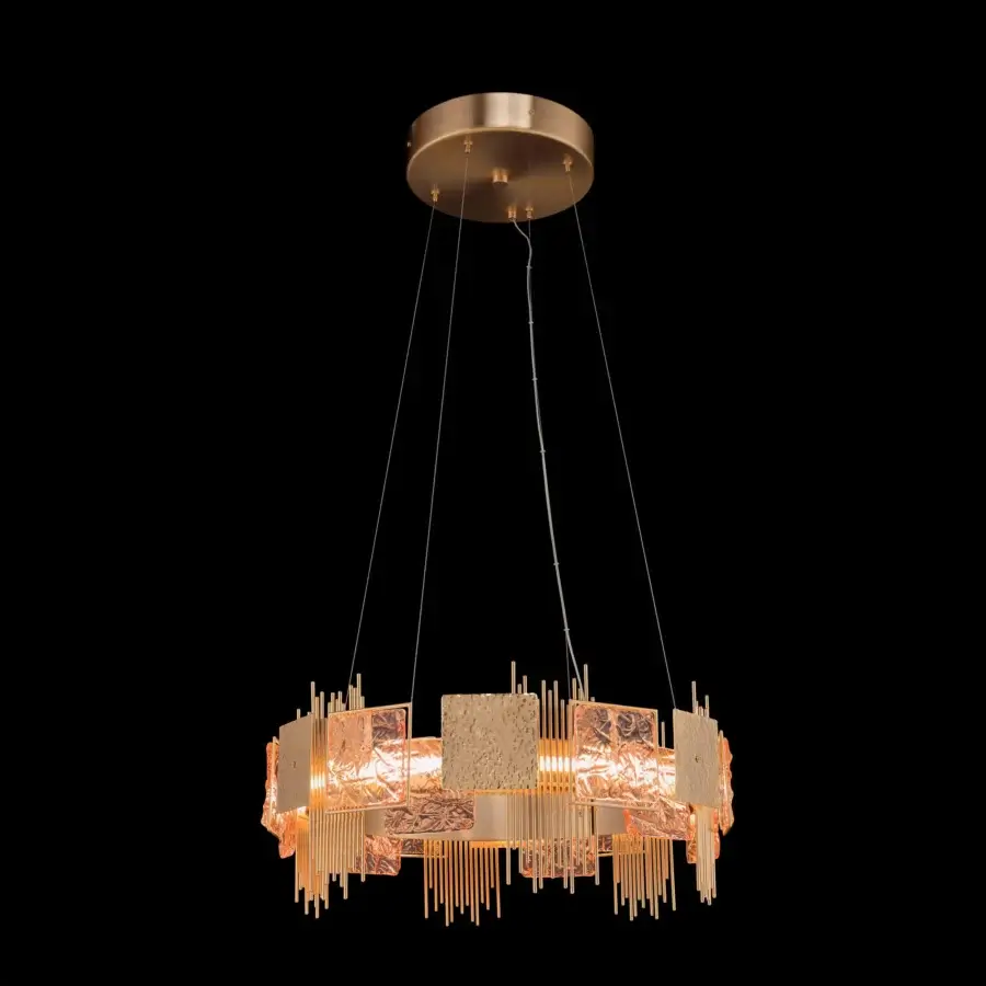 Superior Euroluce Character suspension lamp crafted from metal with translucent panels and a muted gold finish