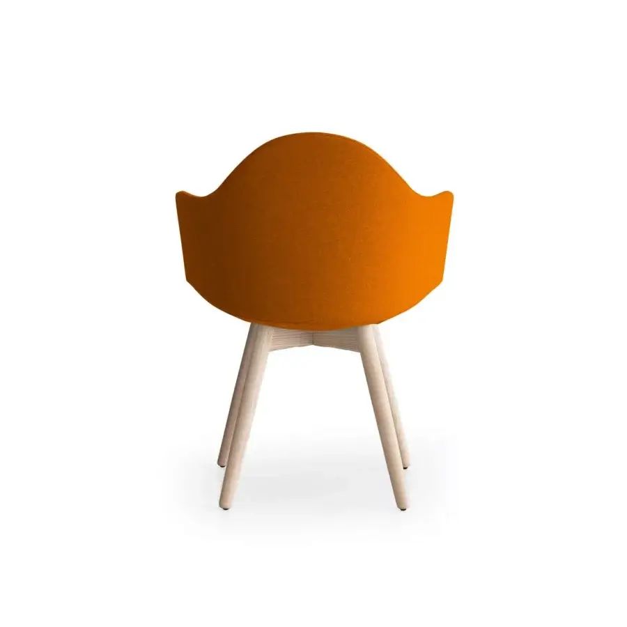 Lavish Lapalma Edit armchair upholstered in vibrant orange textured fabric with light ash varnished legs